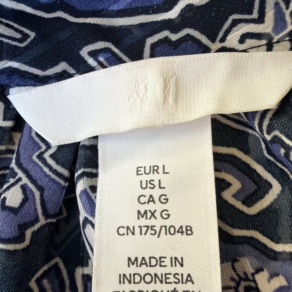 H & M. Large Multicolor Paisley Sheer Long Sleeve High Neck Blouse - Picture 6 of 6